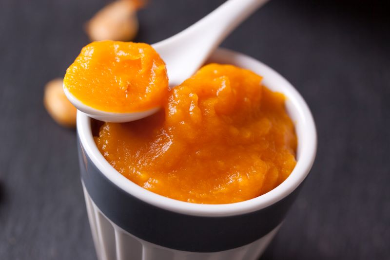 Jar of pumpkin puree