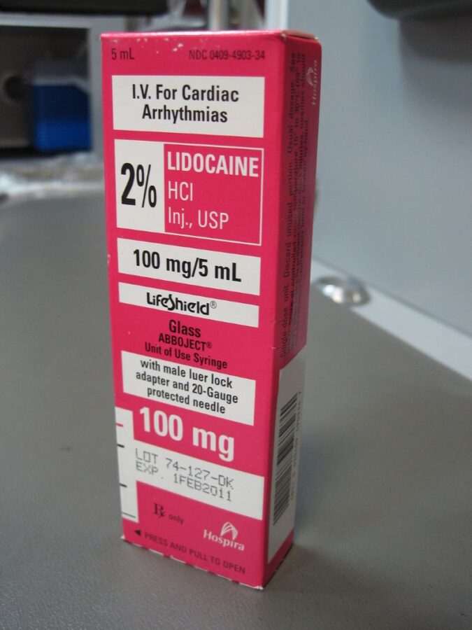 Lidocaine container